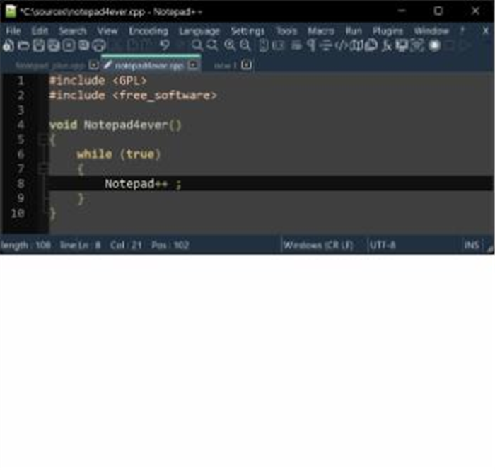 Notepad++ screenshot