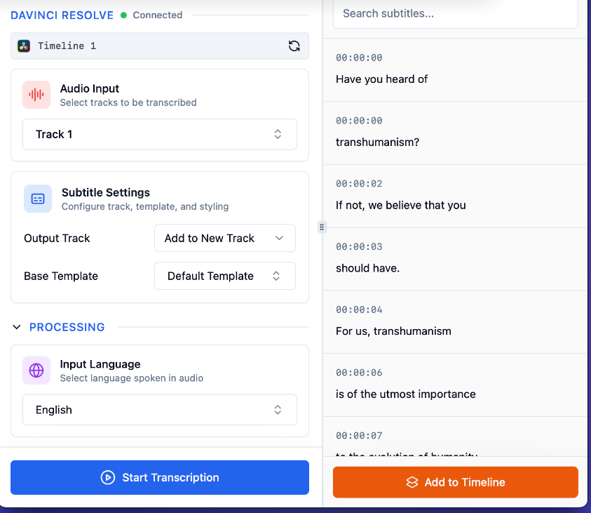 AutoSubs screenshot