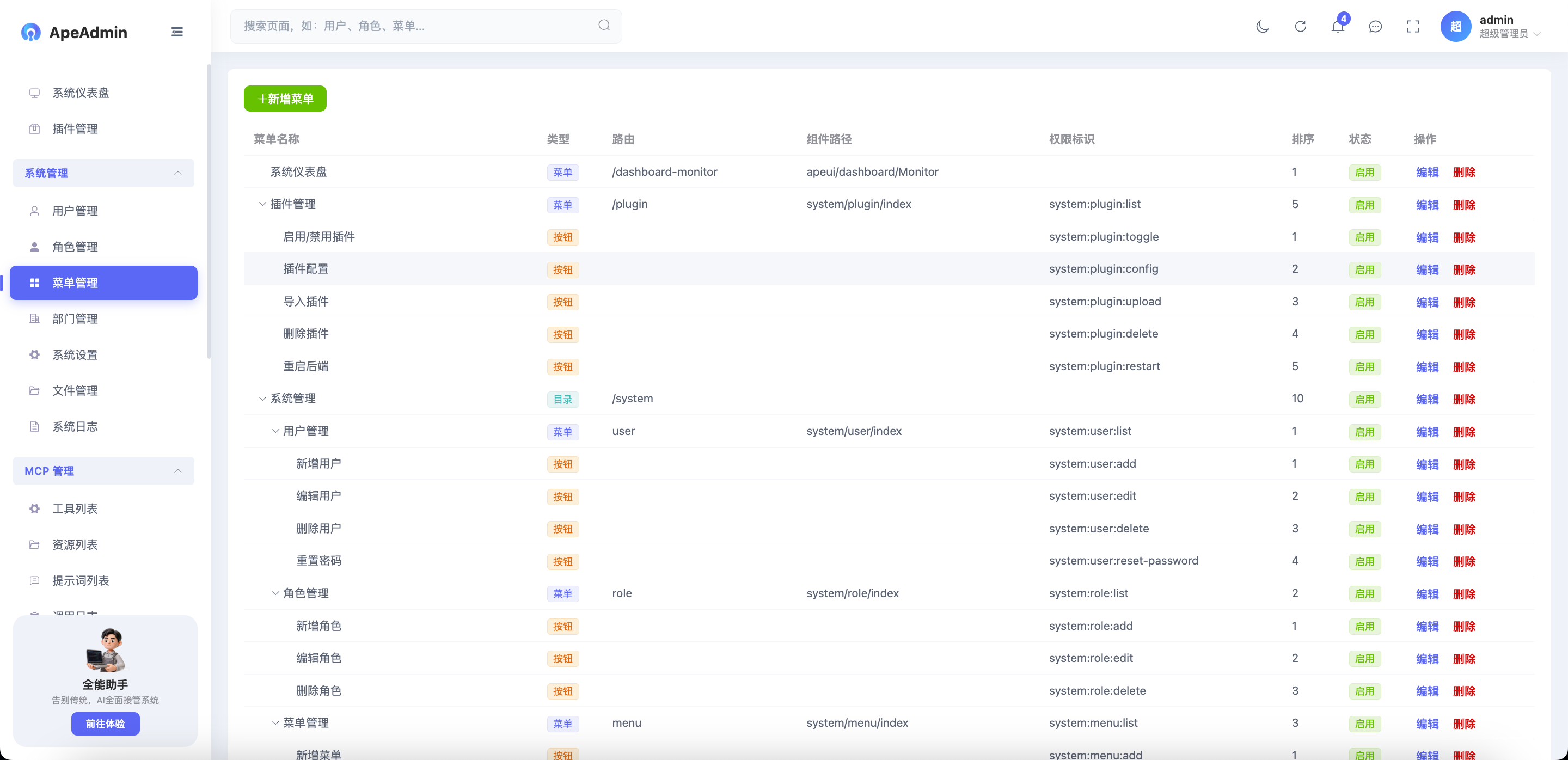 ApeAdmin screenshot